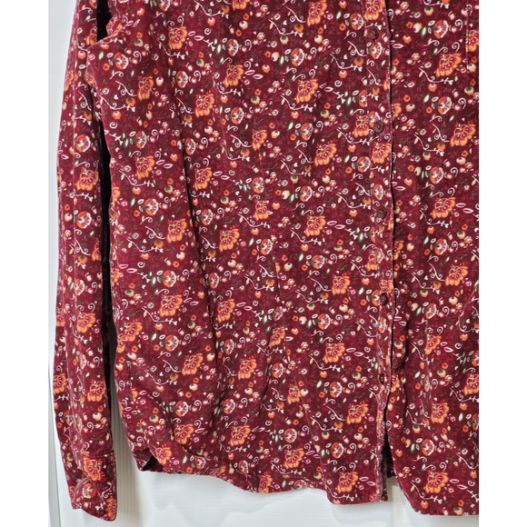 Vintage 90’s Eddie Bauer Women’s Corduroy Floral Button Up Collar Shirt Size XL - Picture 14 of 14